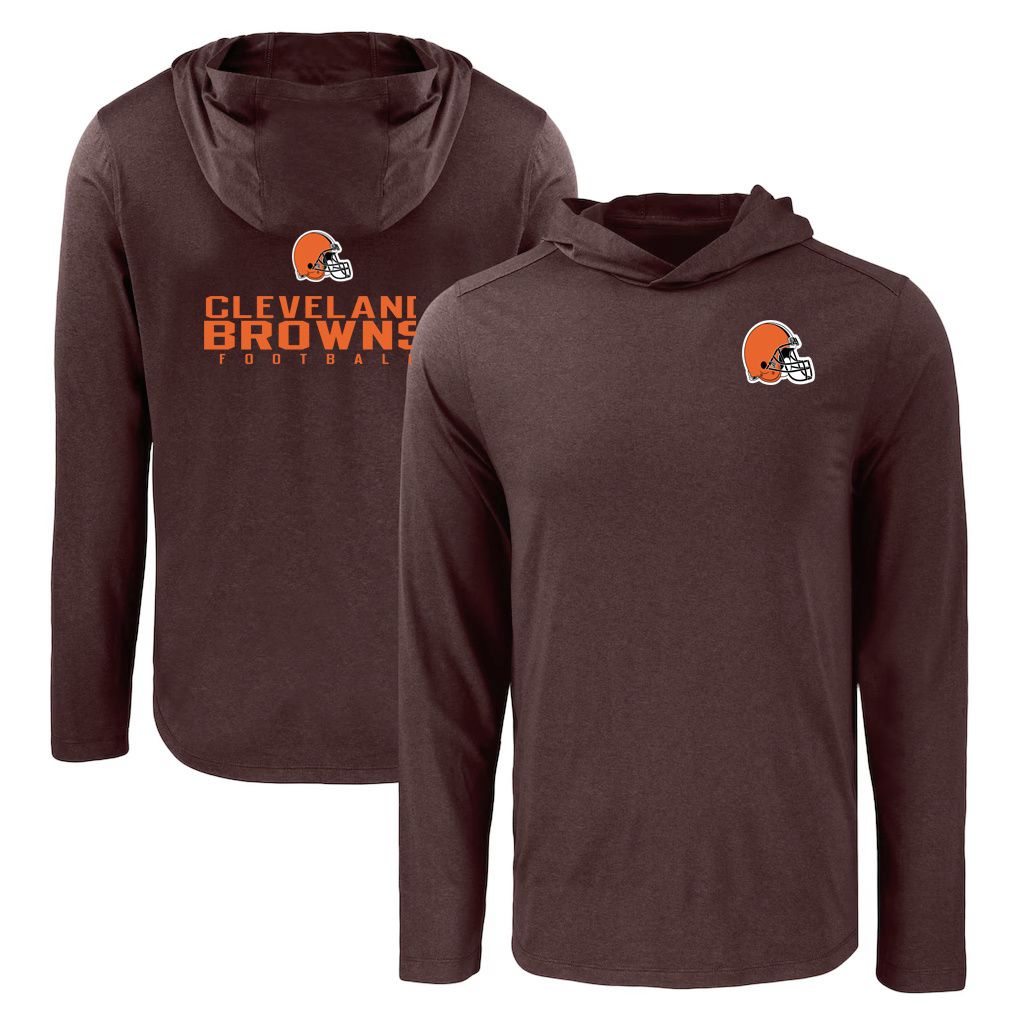 Men 2026 NFL Cleveland Browns Hooded long sleeved T-shirt brown 05->nfl t-shirts->Sports Accessory
